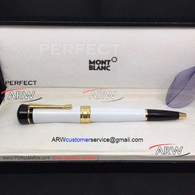 Perfect Replica Mont Blanc Writers Limited Edition White & Gold Ballpoint Pen